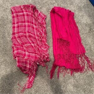 Pink and Pink Plaid Scarves Set